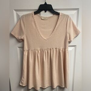 Hello Miz Boutique V-Neck Peplum/Ruffle Short Sleeved Top Size Small